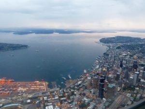 Die Skyline von Seattle von oben